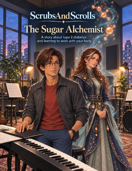Cover of The Sugar Alchemist, featuring Jordan and a fantasy character